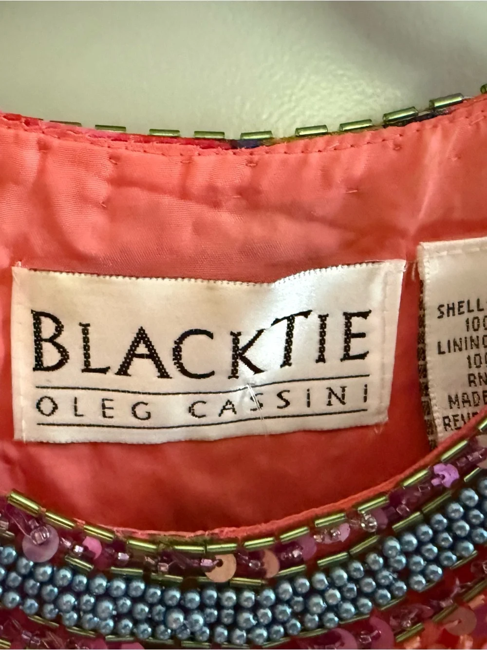 Vintage BlackTie Oleg Cassini Silk Pink Sequin Beaded Cocktail Dress 8 - Picture 2 of 5